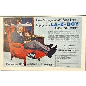 La-Z-Boy Lounger "Even Scrooge would have been happy" Vintage Print Ad 1970